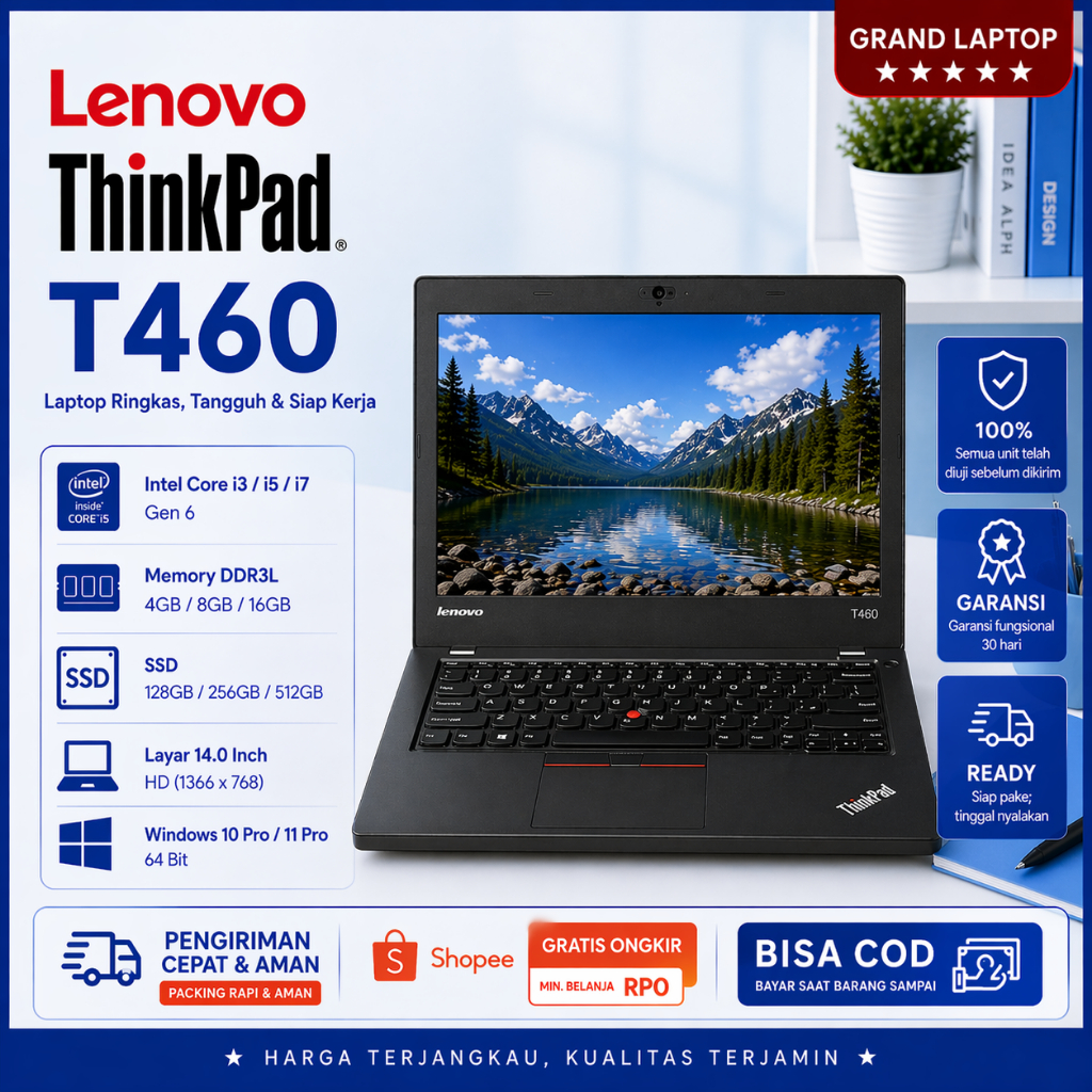 LAPTOP LENOVO THINKPAD E460 L460 T460 T460S CORE I5/I7 GEN 6 - LAYAR 14 INCH PALING MURAH PALING MUL