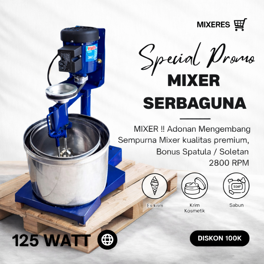 Mixer Es Krim Kecil 10 - 12 Liter Adonan Ringan - Mesin Pengaduk Es Puter & Whipped Cream Hemat List