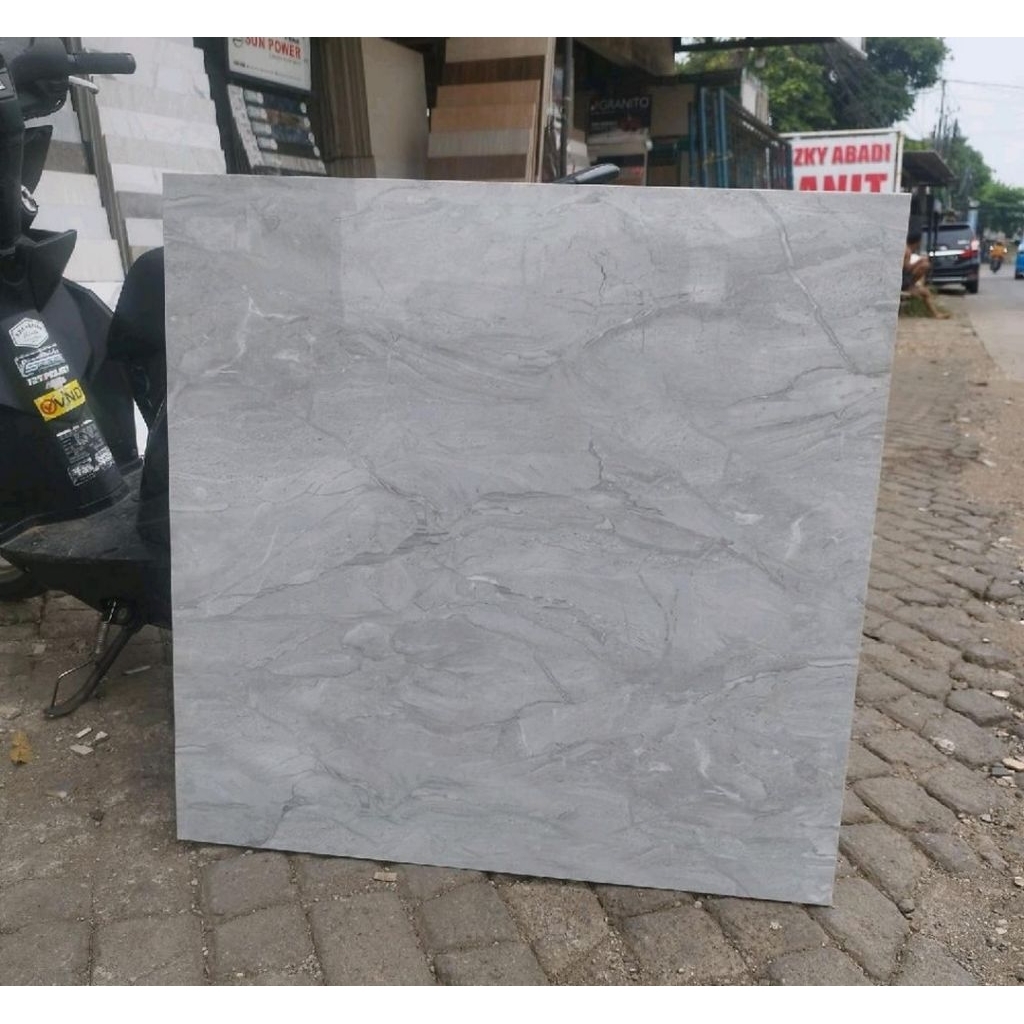 Granit Keramik lantai 80x80 Motif marmer abu domus grey Glazed Polished