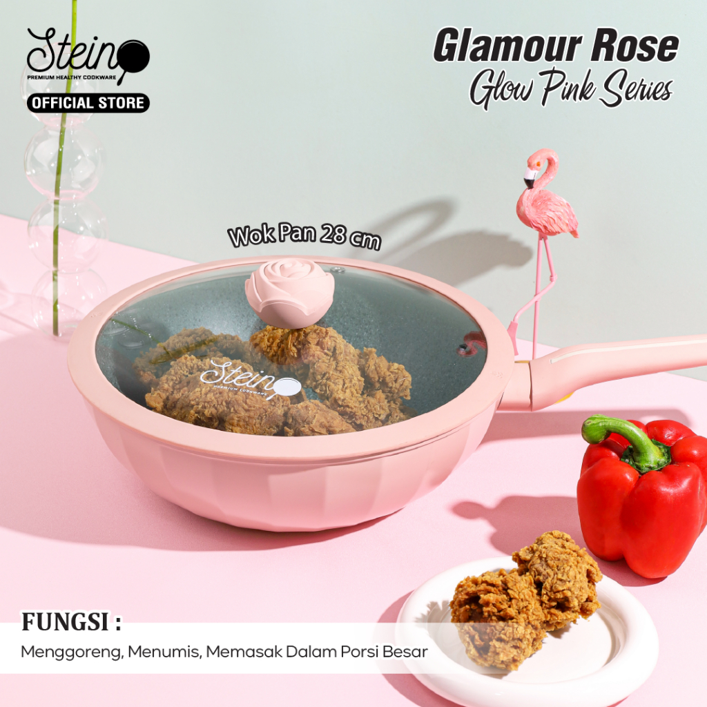 STEIN Rose Wok 28cm | Anti-Lengket | Granite German Coating Wok 28cm