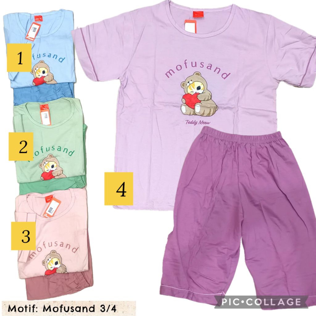 oneset piyama one set setelan rumah baju sehari hari bahan kaos cotton comfort amro babydoll baby do