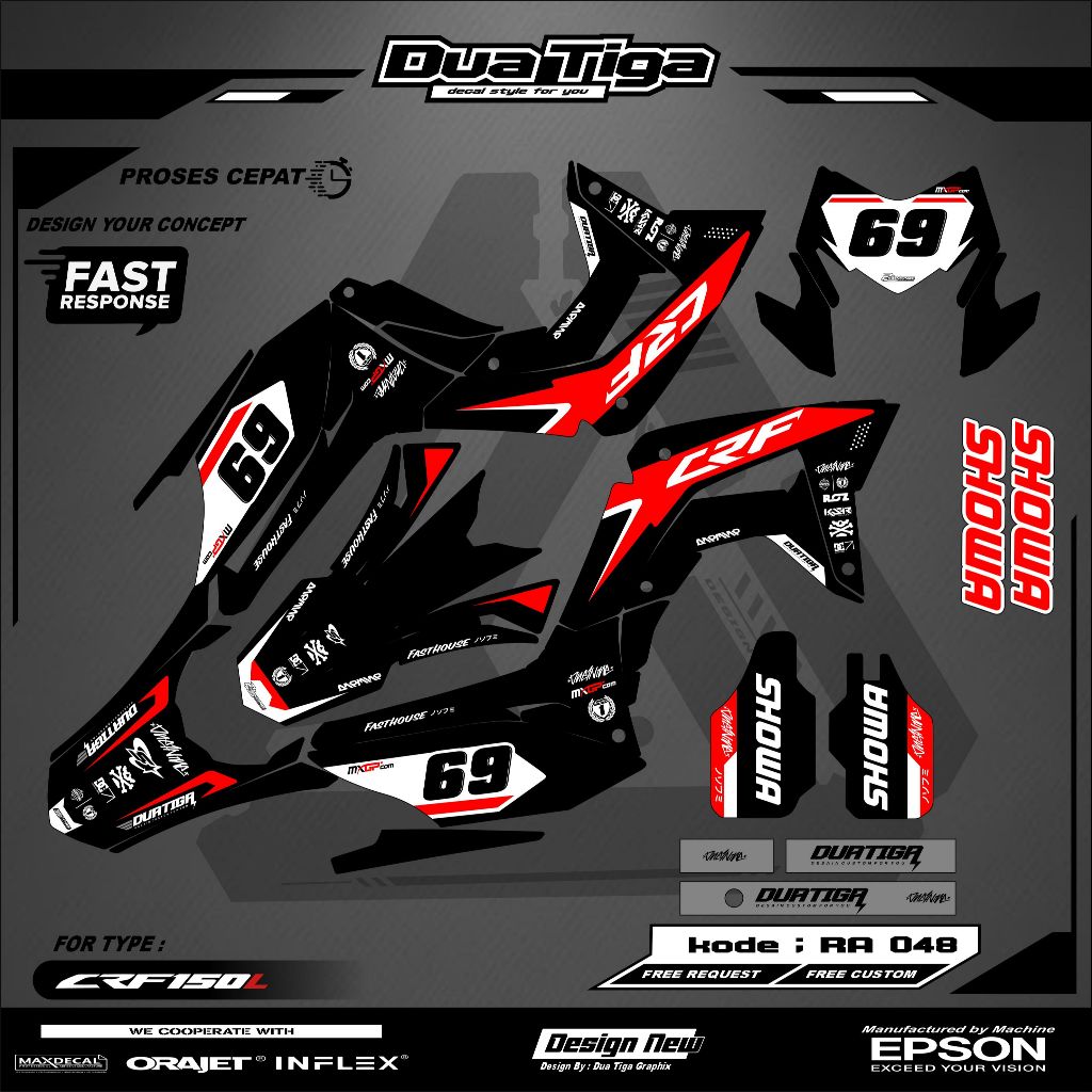 Decal StIcker Motor CRF 150L Desain Simpel – Bisa Custom – Bahan Tebal & Tahan Lama