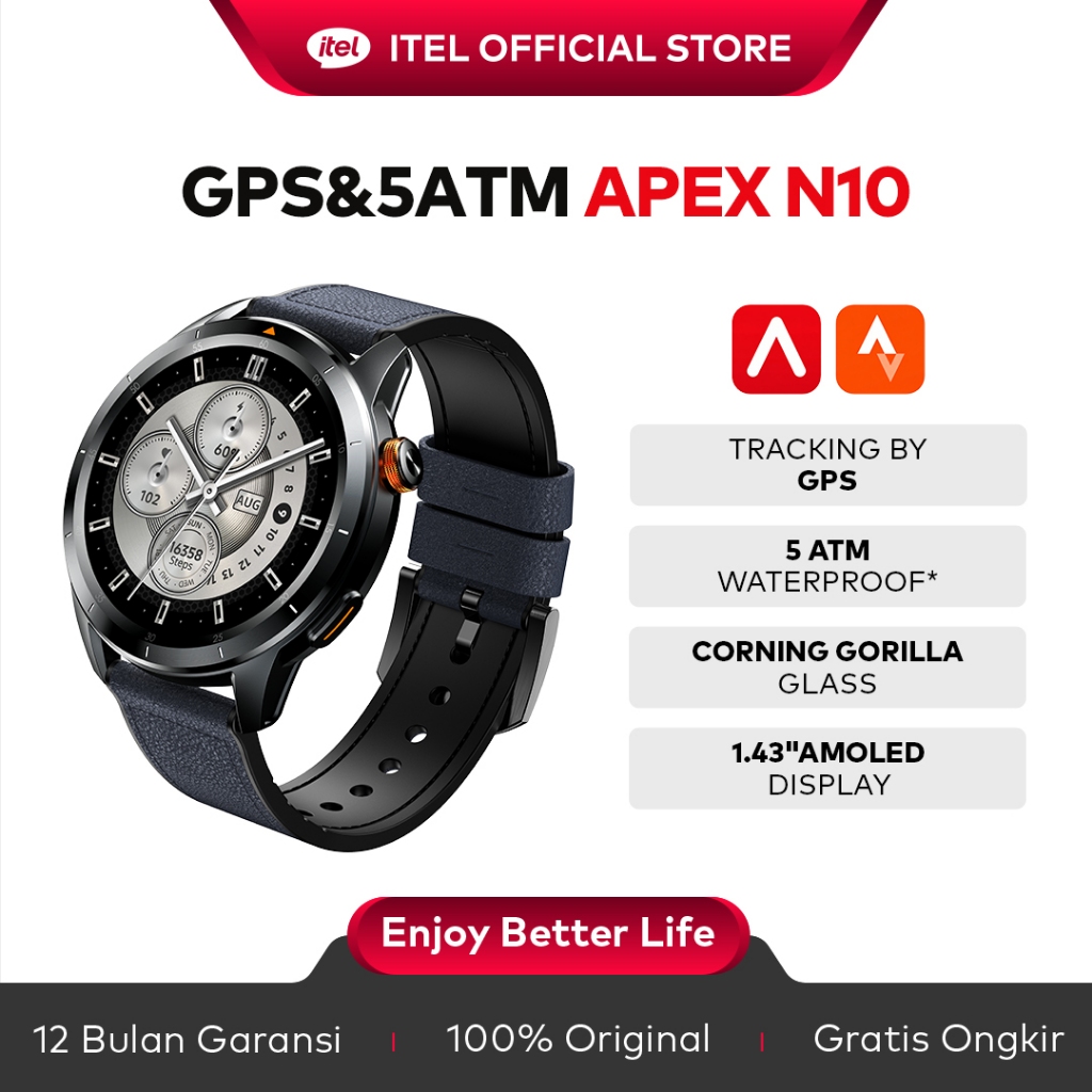 [GPS + 5ATM] itel N10 Smart Watch Standalone GPS | 5ATM Waterproof | Bluetooth Calling BUSINESS x SP