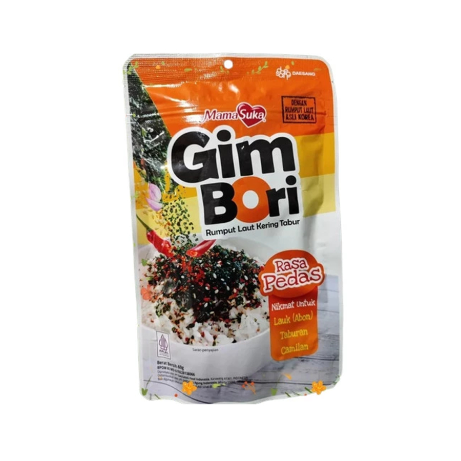 Mamasuka Gim Bori Rumput Laut Kering Tabur Rasa Pedas 60gram