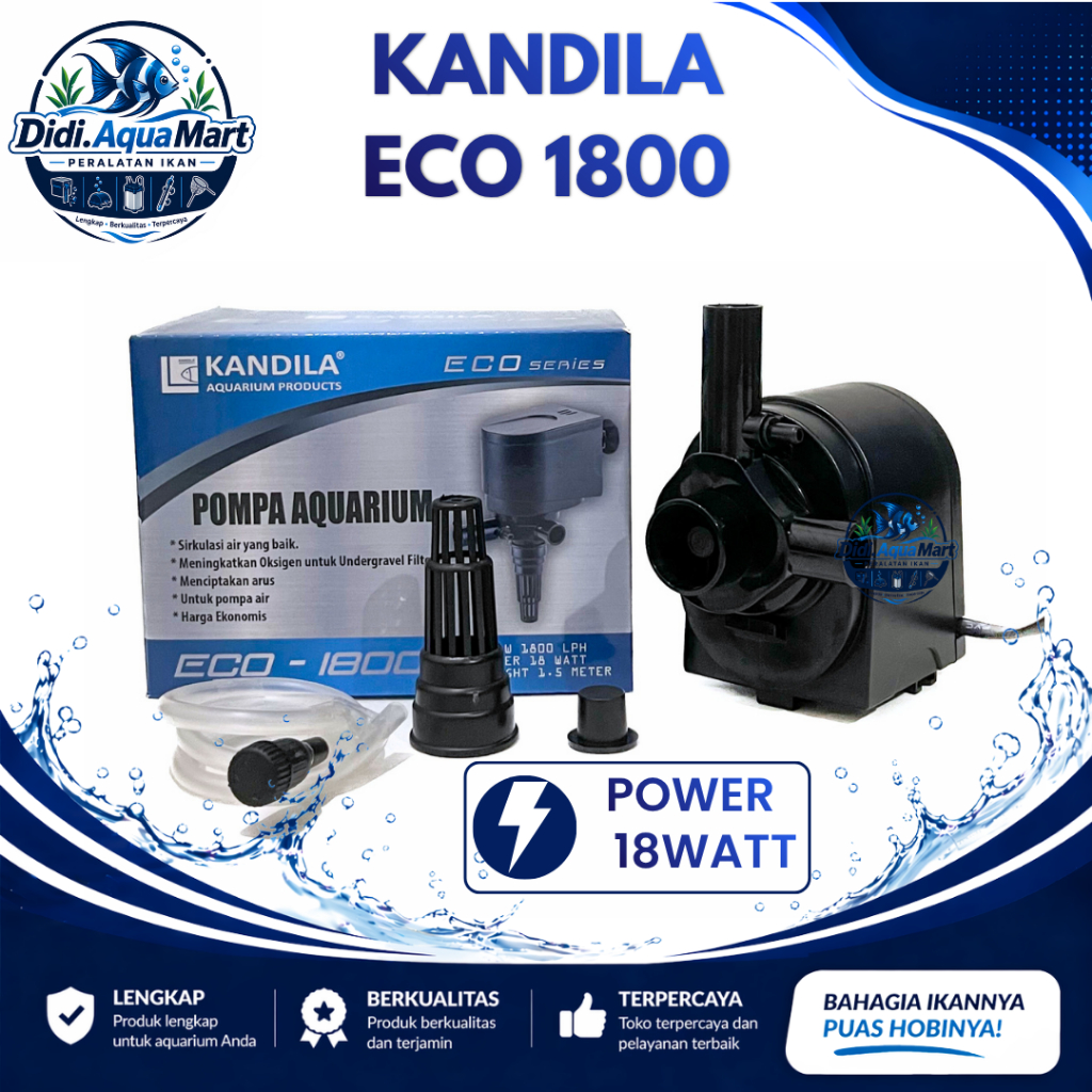 Kandila ECO 1800 Pompa Air Celup Aquarium Aquascape 18 Watt Pompa Hemat Listrik