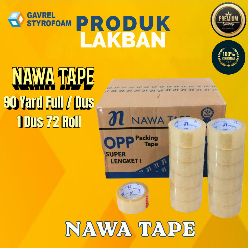 Lakban Bening 1 Dus 100 Yard 45 mm Isi 72 Pcs Isolasi Lakban Packing