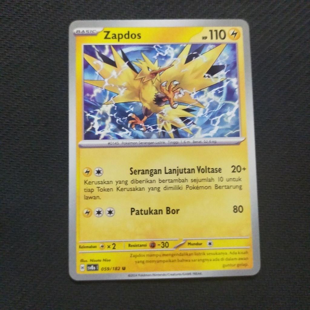 Kartu TCG Pokemon ID Original Zapdos sv8s 059/182