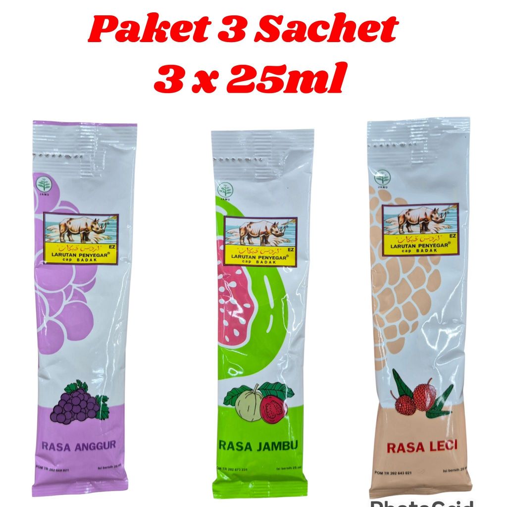 PAKET 3 SACHET LARUTAN PENYEGAR CAP BADAK SACHET 25ML