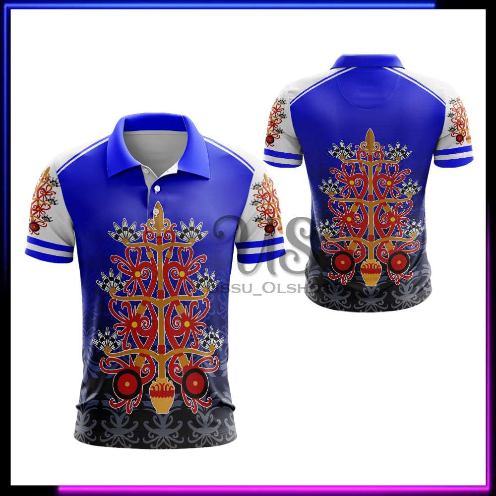 Jersey Dayak Motif Etnik Batang Garing - Baju Motif Batang Garing Kalteng - Kaos Batik Kalimantan