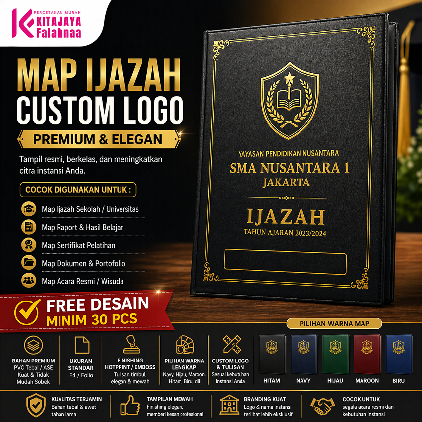 Map Ijazah Custom Sekolah/Kampus – Kualitas Tebal & Tahan Lama