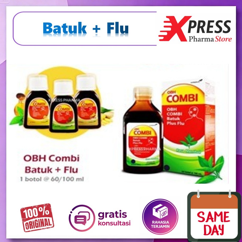 XPRESS  OBH COMBI 60 / 100 ml SIRUP Obat Batuk Pilek Panas Demam Plus Flu Dahak Kering Syrup Combi K