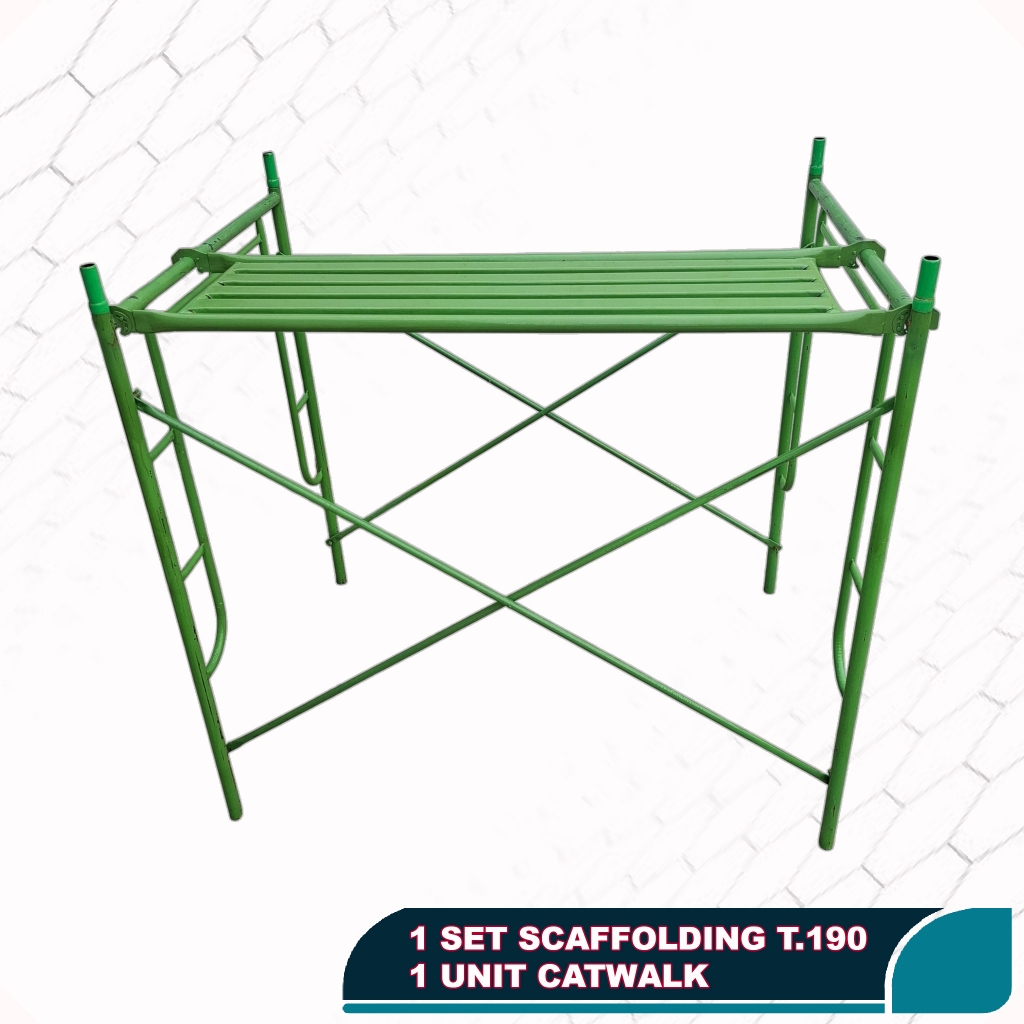 1 SET SCAFFOLDING TINGGI 190 BERIKUT CATWALK / PIJAKAN STEGER – PIPA BESI HITAM