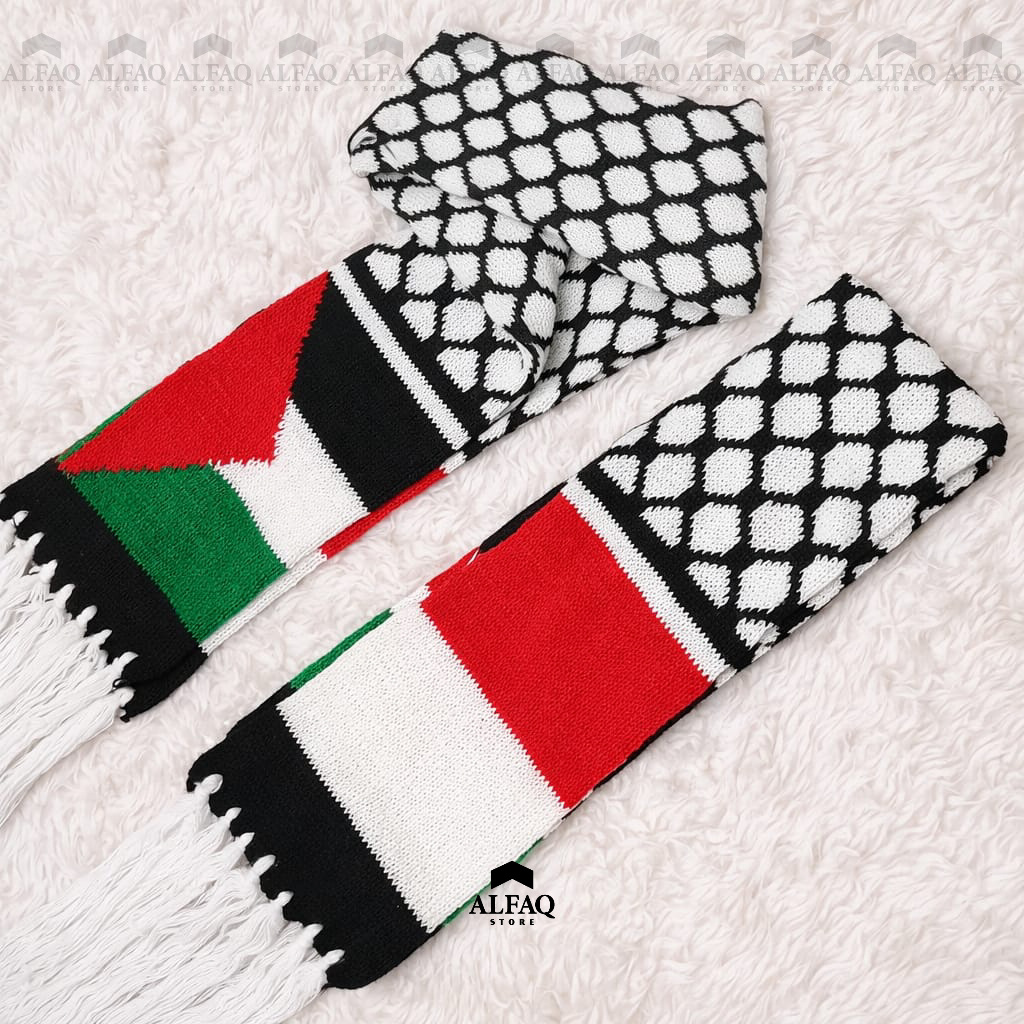 Syal Palestina Rajut Premium Motif Keffiyeh Syal Hangat Pria Wanita Fashion Support Palestine  ( BEN