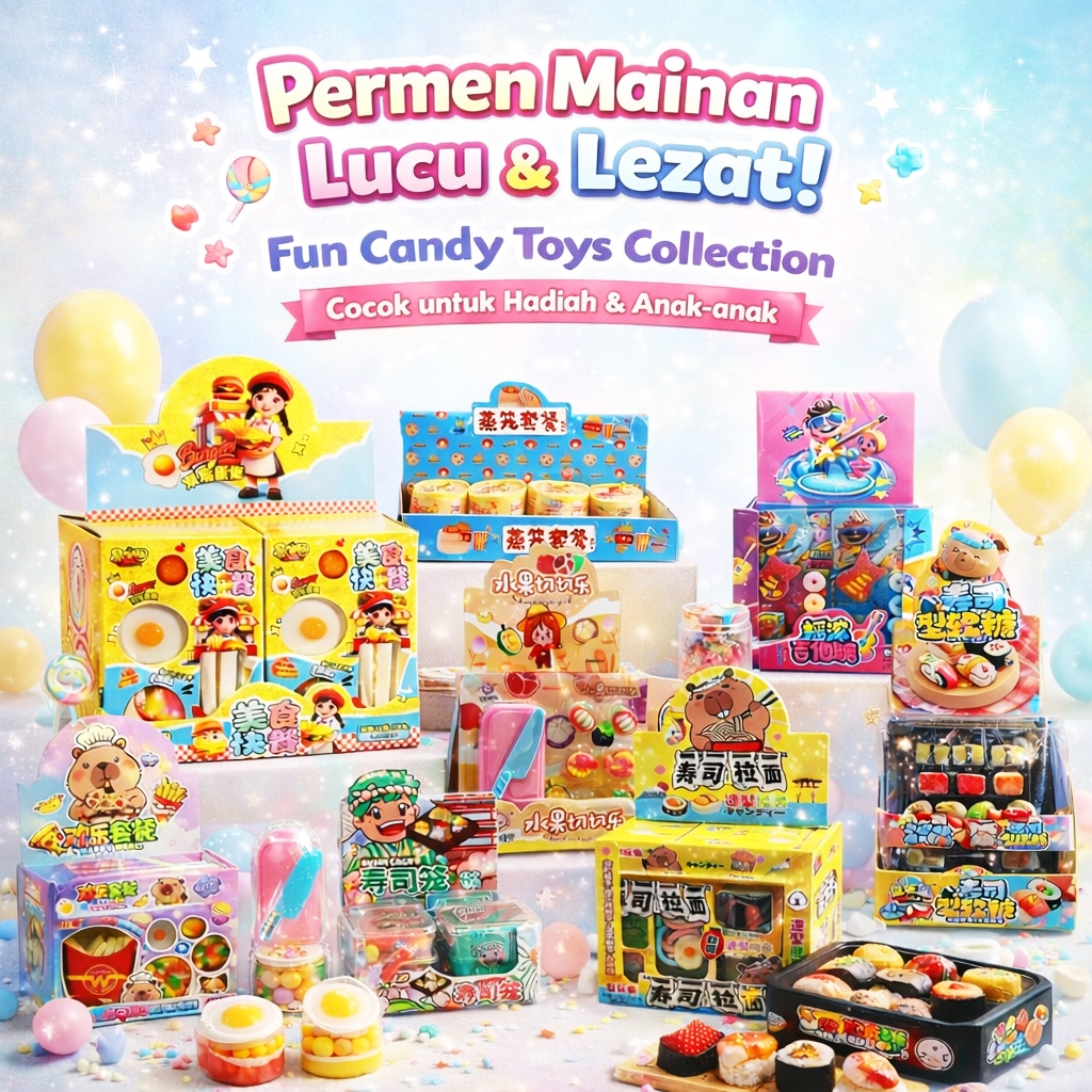 HALAL permen gummy candies Sushi Bento candy toy snack cemilan Hamburger Pizza sandwich Japan birthd