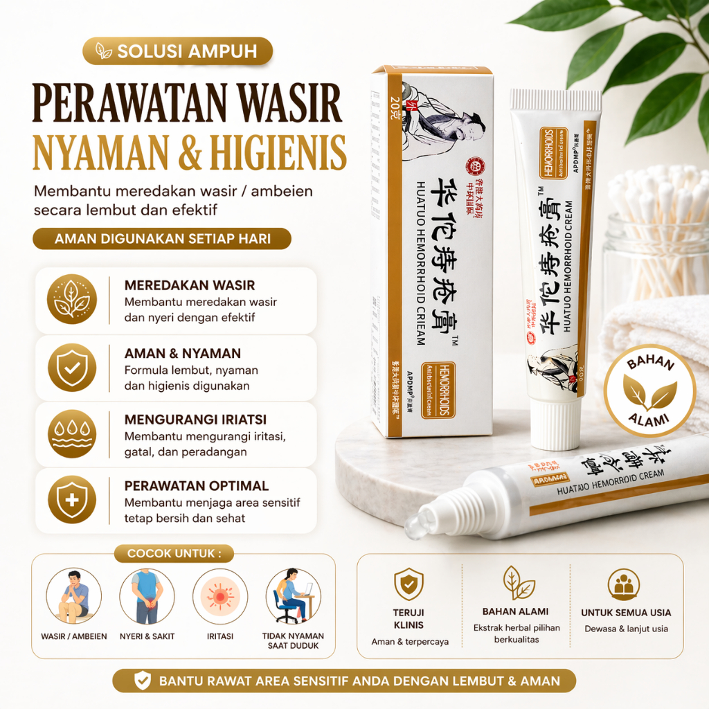 Salep Wasir Huatuo Alami Mengecilkan Benjolan Wasir 20g Pemakaian Luar