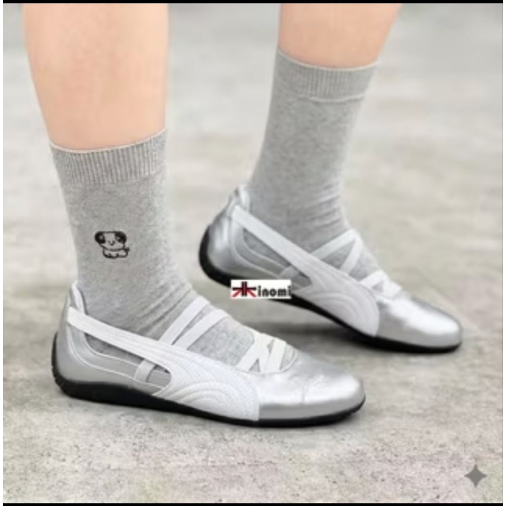 Sepatu flat Shoes Wanita Spe*dc4t Bal3t Metalic Silver
