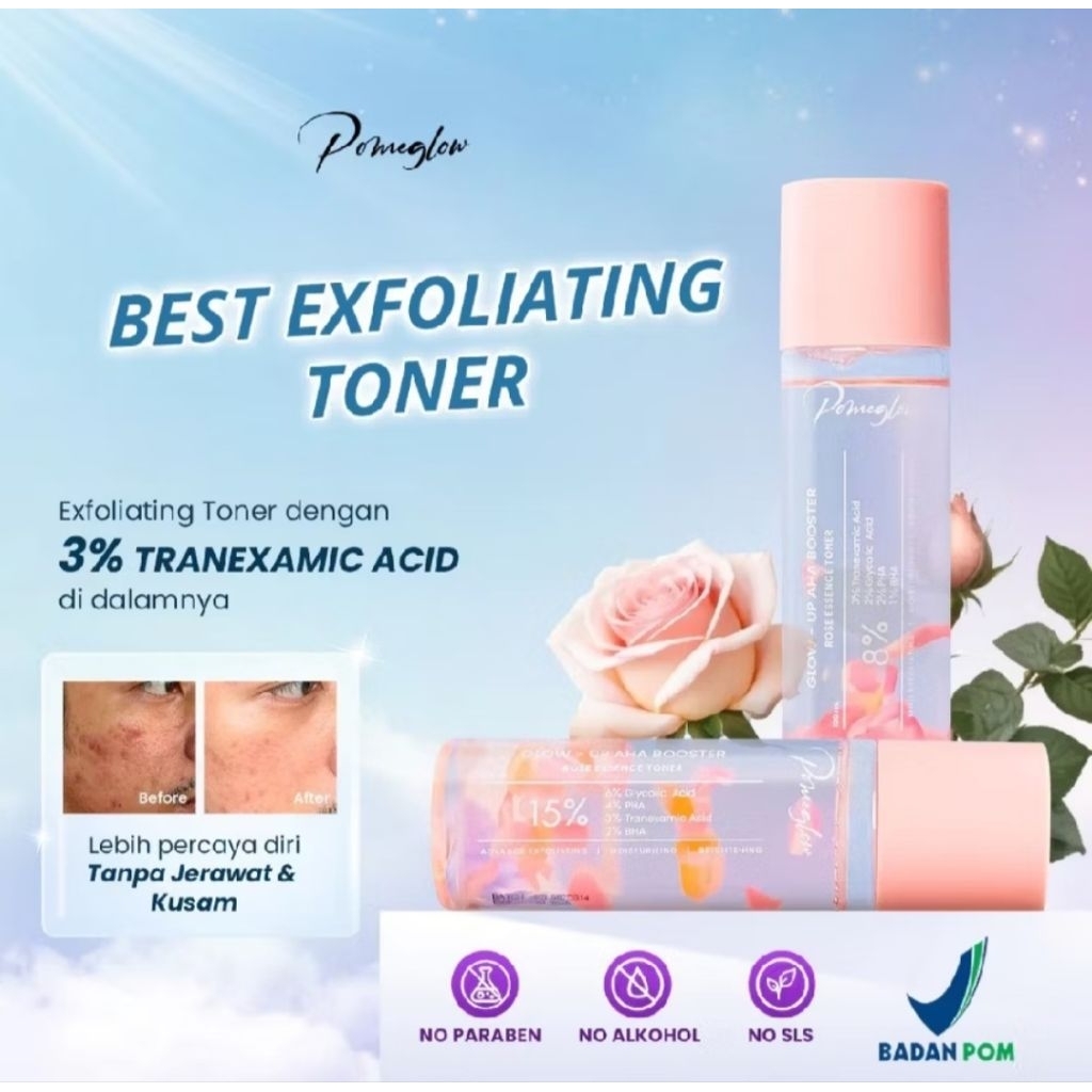 Pomeglow - Glow Up AHA Booster - Exfoliating Toner | Toner Eksfoliasi | Face and Body