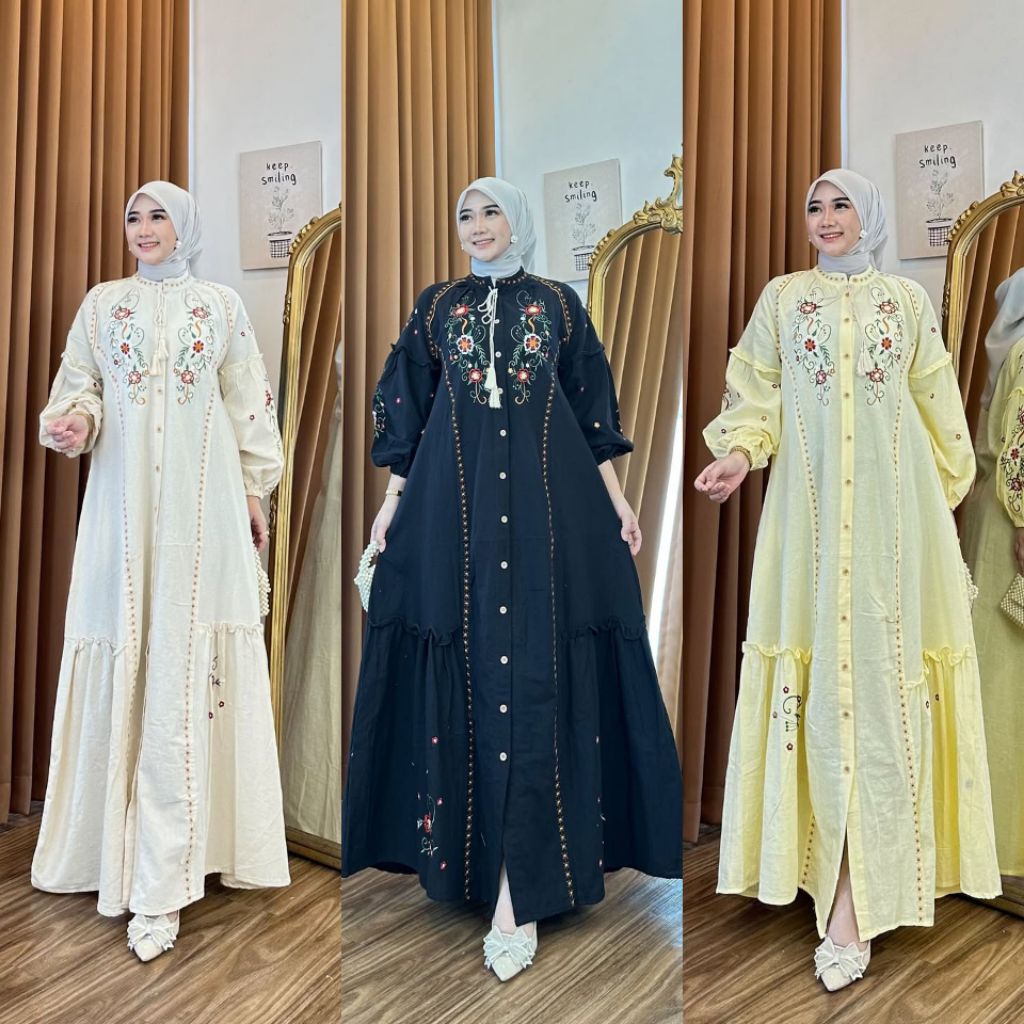 Gamis Terbaru/Baju Kondangan/Gamis Viral/Gamis Kondangan/Dania Dress/Jena Yazana Dress/Dress Katun L