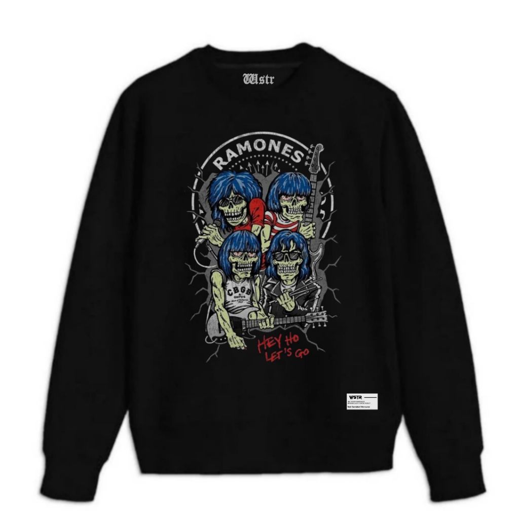 Sweater Crewneck Ramones Skull Black