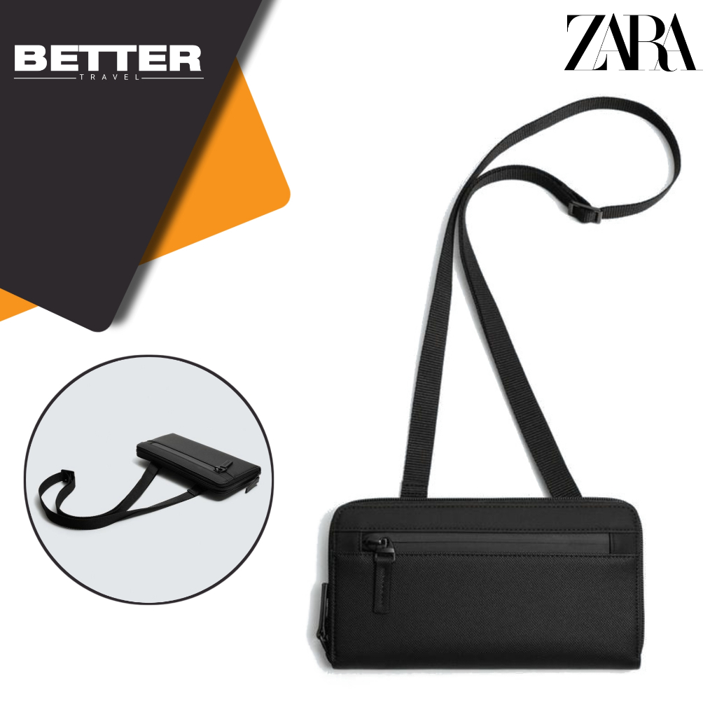 ZARA dompet panjang pria dengan tali selempang crossbody bag daily traveling