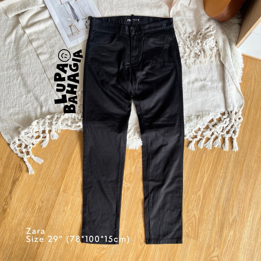 ZARA MAN Black Slimfit Soft Jeans Long Pants size 29" • 100% Original (Celana Panjang)
