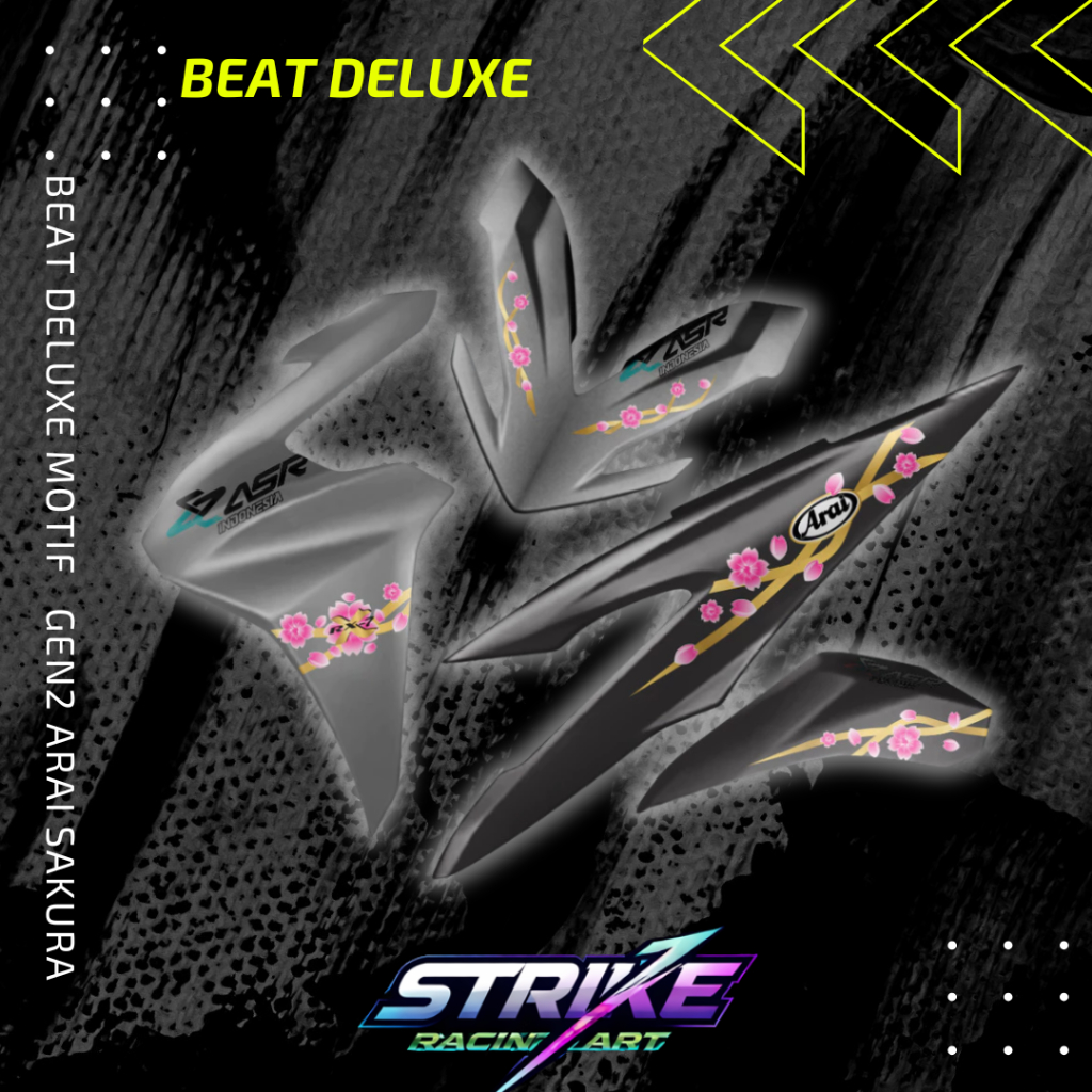STRIPING STIKER MOTOR HONDA BEAT DELUXE GEN2 MOTIF ARAI SAKURA TRANSPARAN