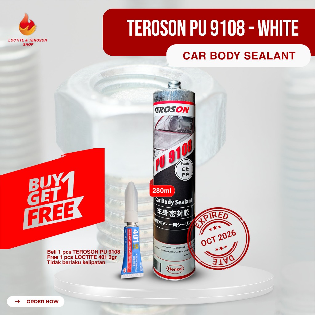 LEM BODY KIT DAN KAROSERI MOBIL TEROSON PU 9108 CAR BODY SEALANT 280ML WHITE