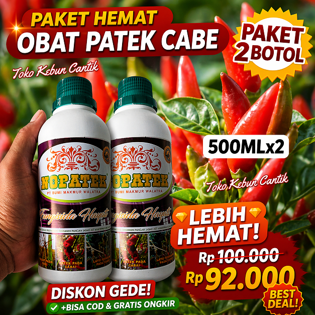Paket Obat Patek Cabe NOPATEK 500ml x2 Obat Antraknosa Cabe Obat Busuk Buah Cabai Obat Jamur Tanaman