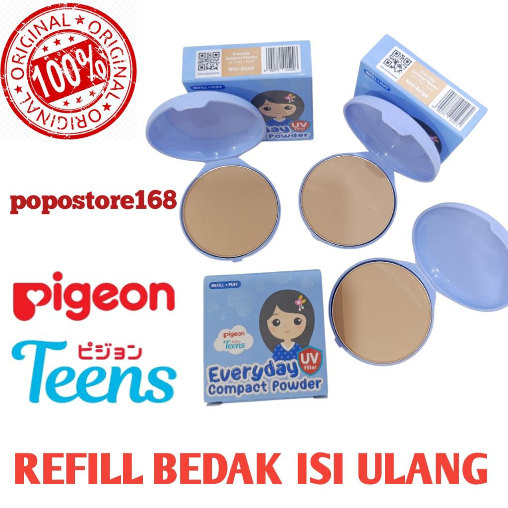 BEDAK PIGEON TEENS COMPACT POWDER UV PROTECTION 14GRAM/ BEDAK PADAT PIGEON TEENS/ BEDAK PIGEON REFIL