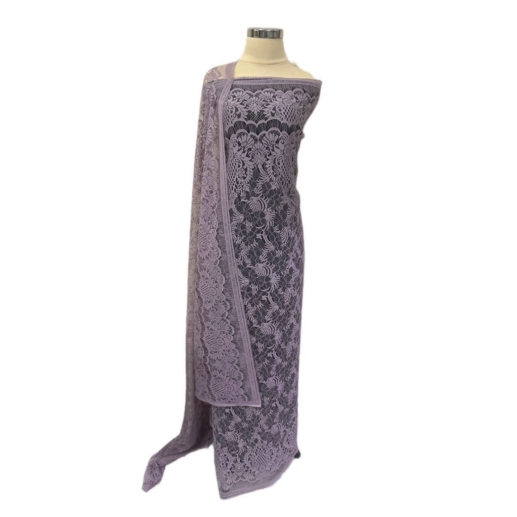 Brokat lilac lavender ungu muda rose gold katun semi bahan kain kebaya