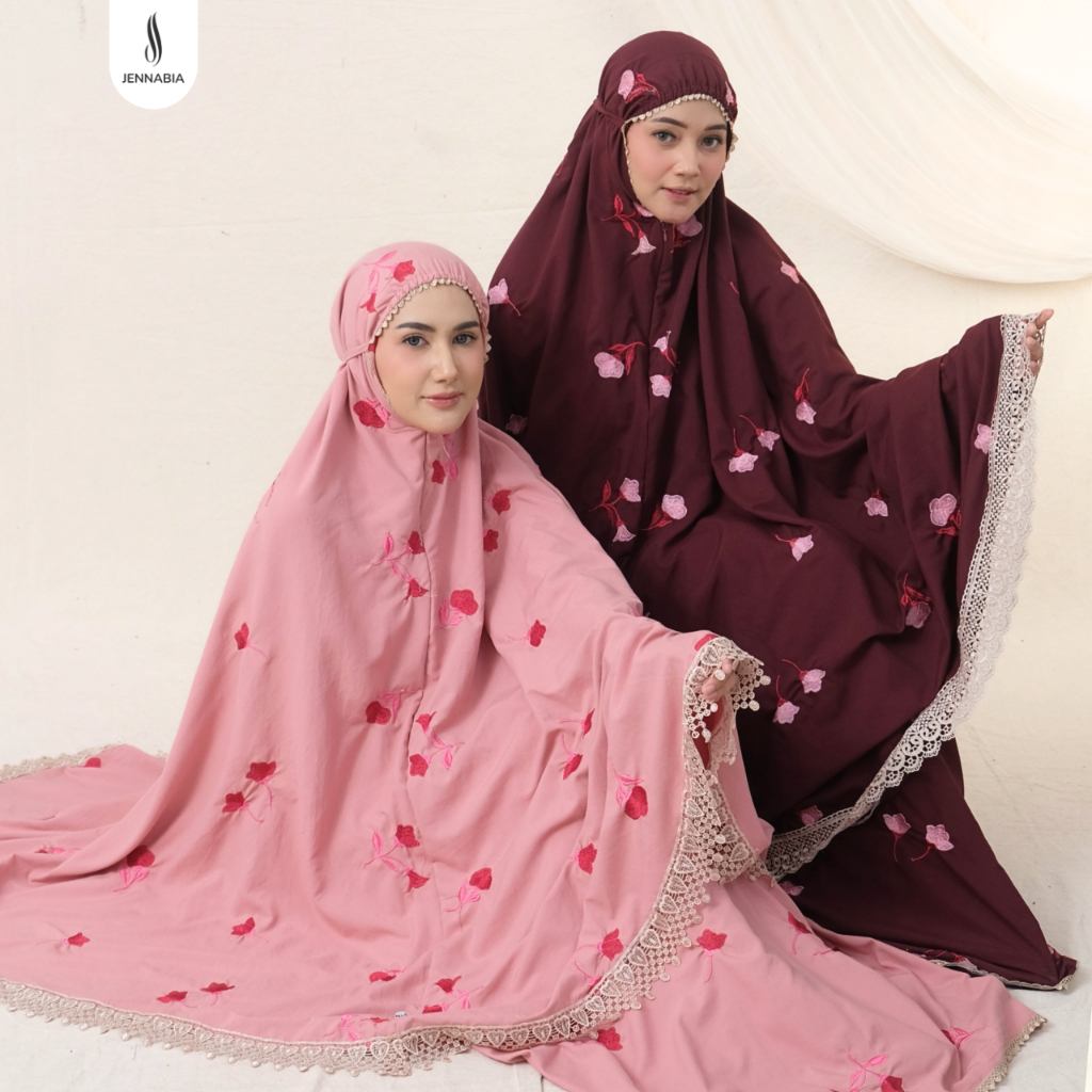 JENNABIA - Mukena Dewasa Katun Premium Bordir Bunga Alamanda