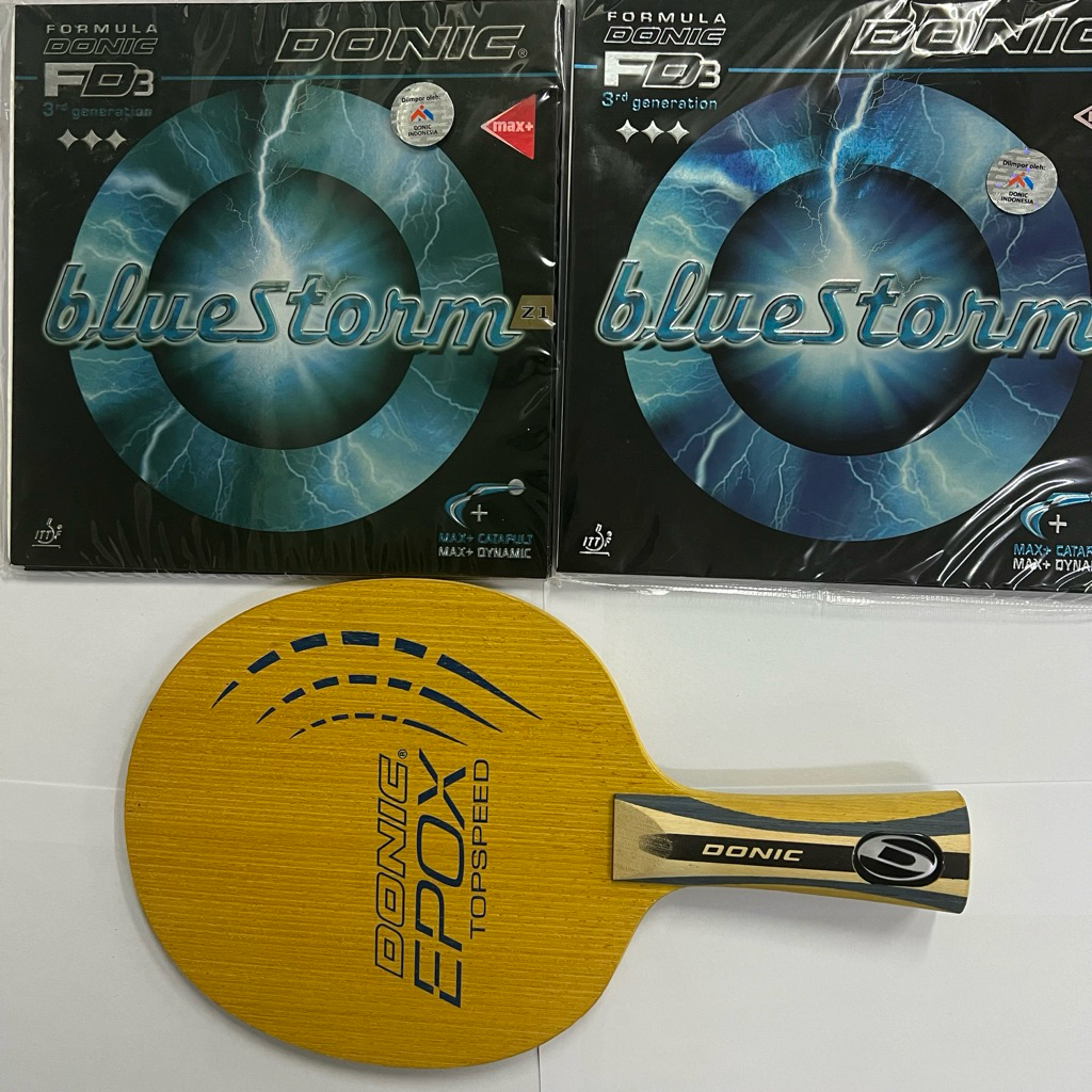 Bet Tenis Meja Donic Epox  Plus karet Donic Bluestorm paket lengkap Set