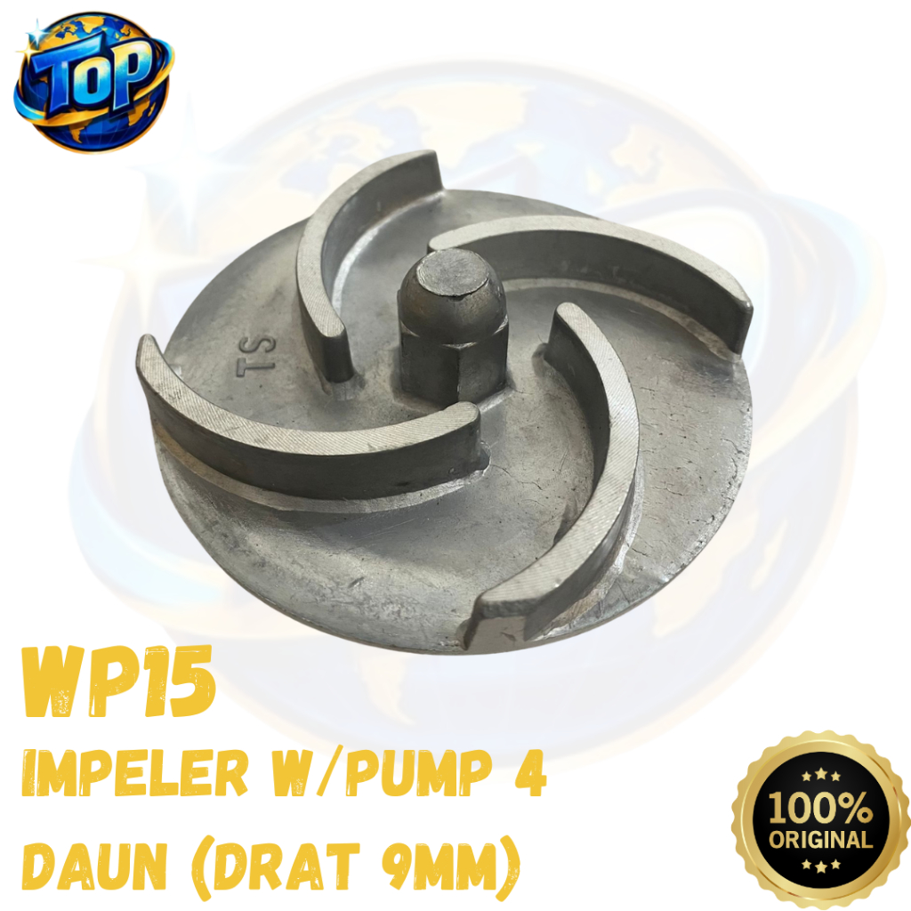 Kipas Impeller Water Pump WP15 Lubang Drat 9mm / Impeller Pompa Air Alkon WP15 Drat 9mm Kipas Pompa 