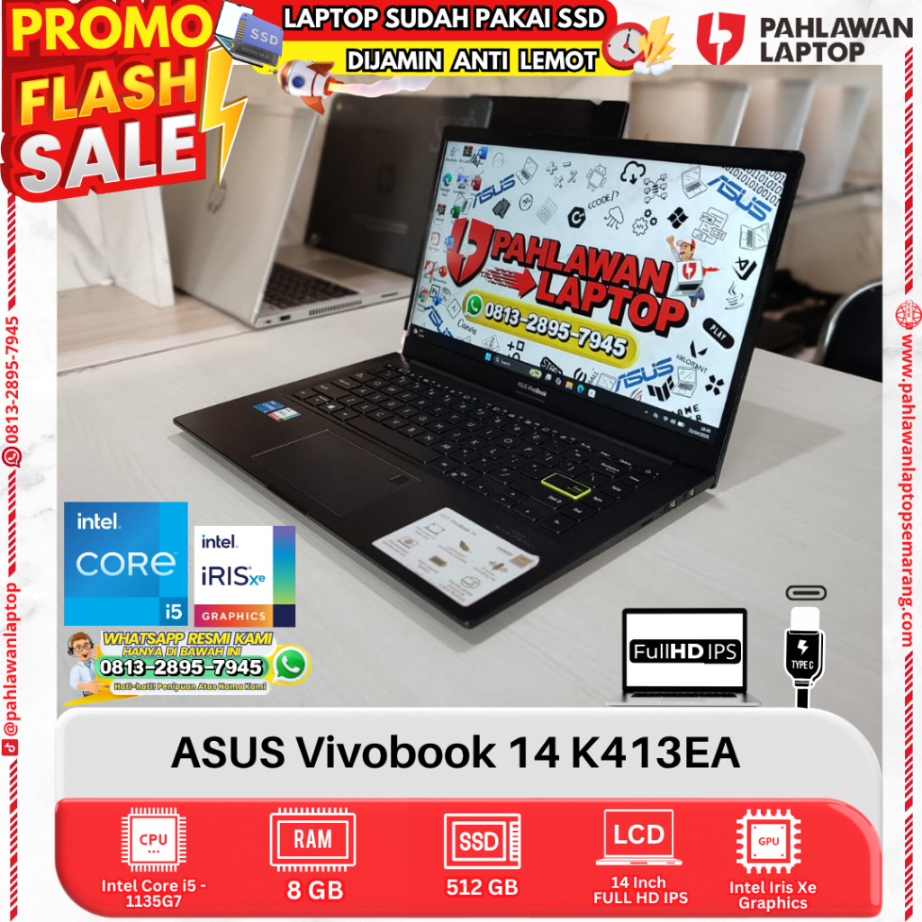 LAPTOP ASUS K413EA Core i5 EN 11 RAM 8GB SSD 512GB