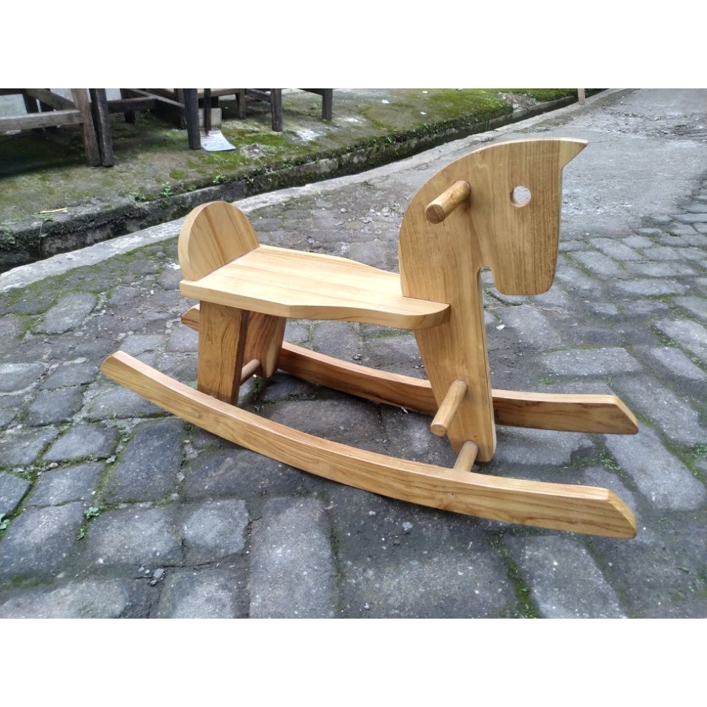 Mainan kuda kuda goyang kayu jati