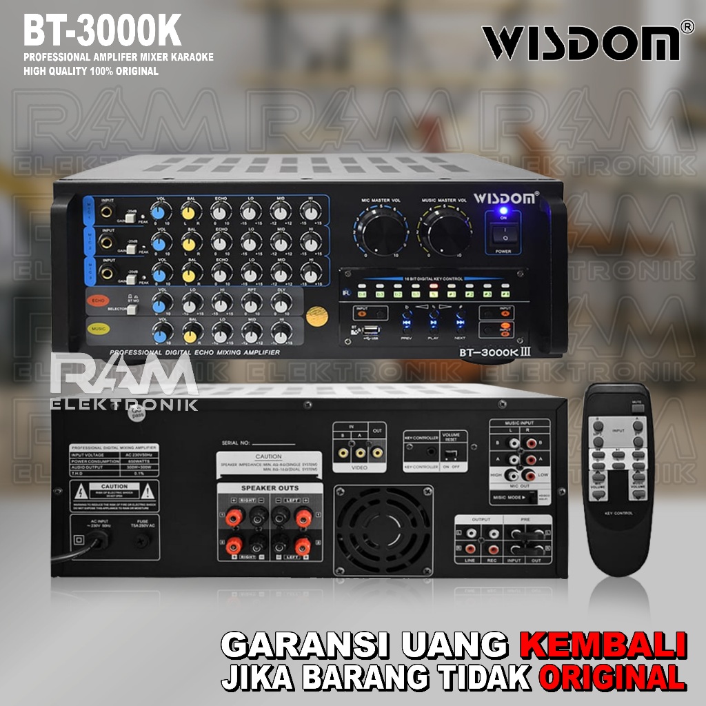 Amplifier Mixer Karaoke WISDOM BT3000 | BT 3000 III USB Original