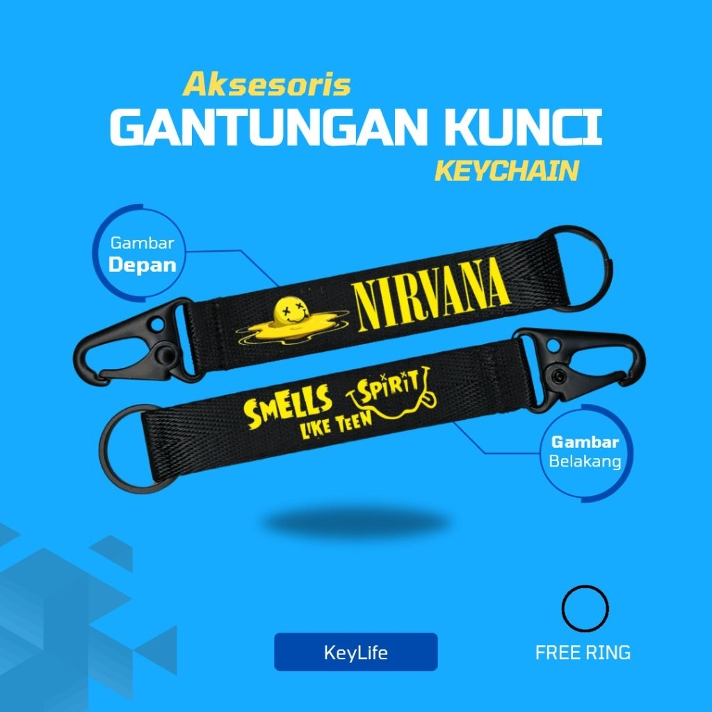 "Nirvana" GANTUNGAN KUNCI NIRVANA | KEYCHAIN NIRVANA | GANTUNGAN KUNCI MOTOR NIRVANA