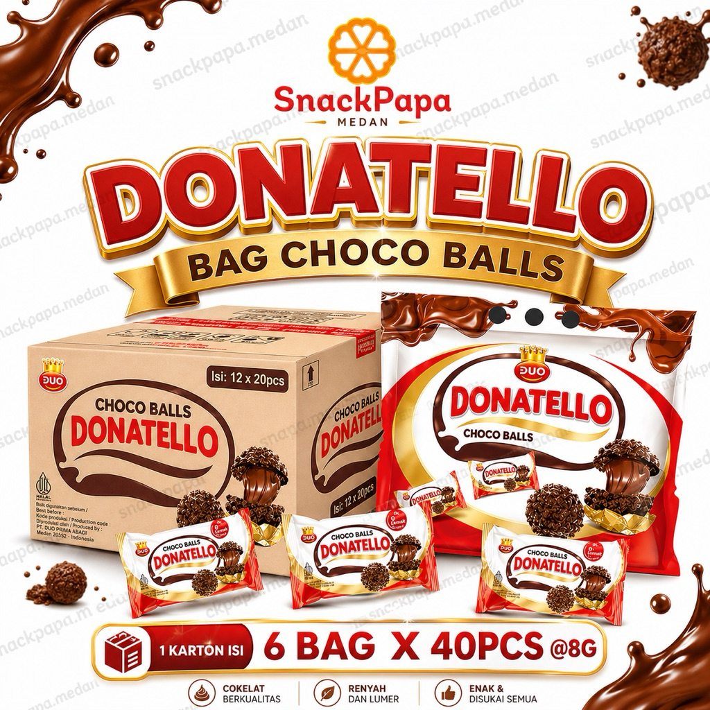 DONATELLO CHOCO BALLS [1 KARTON ISI 6 BAG X 40 PCS @8G] | DONATELO COKELAT | DONATELLO BAG CHOCOBALL