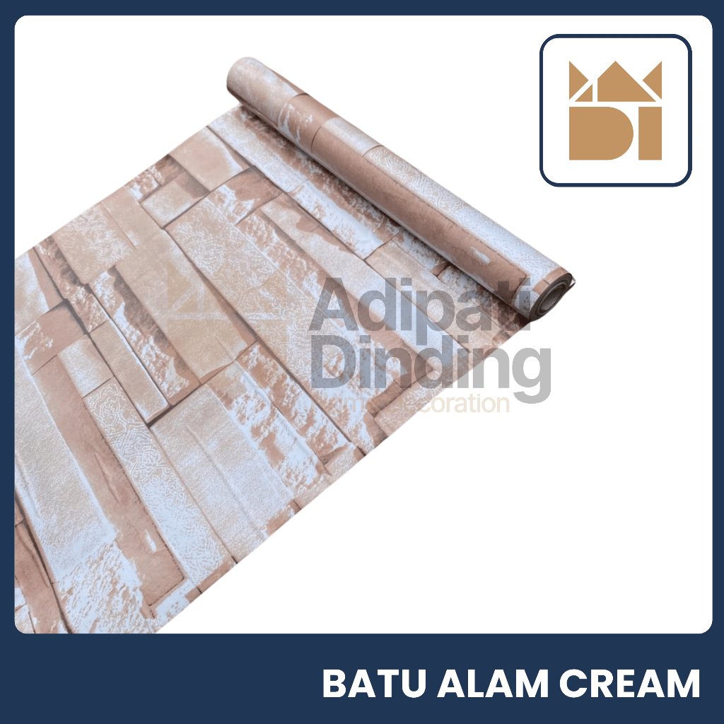 Wallpaper Stiker Dinding Teras Motif Batu Alam Cream  Ukuran 45Cm X 8M