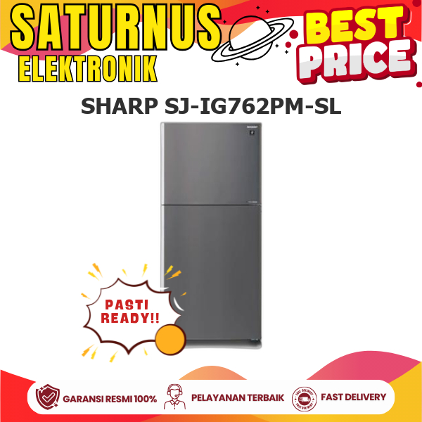 SHARP SJ-IG762PM-SL Sharp Kulkas 2 Pintu Hybrid Cooling System Crisper room with moisture cover SJ-I