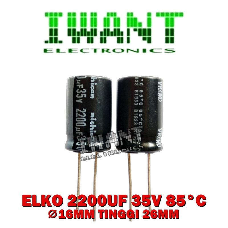 ELCO 2200UF 35V KAPASITOR ELKO 2200UF 35V 85°C NICHICON ELCO 35V 2200UF CAPASITOR ELCO 2200UF 35VOLT