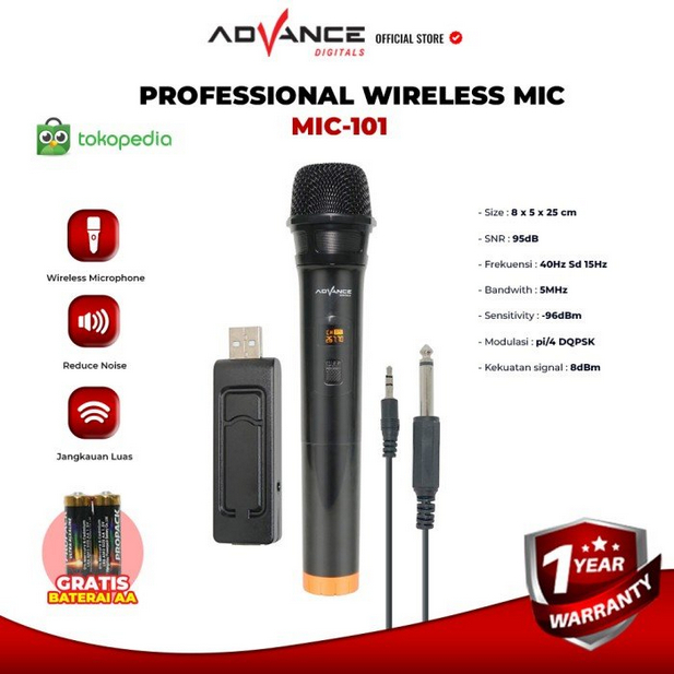 Advance Microphone Wireless Frekuensi UHF MIC-101