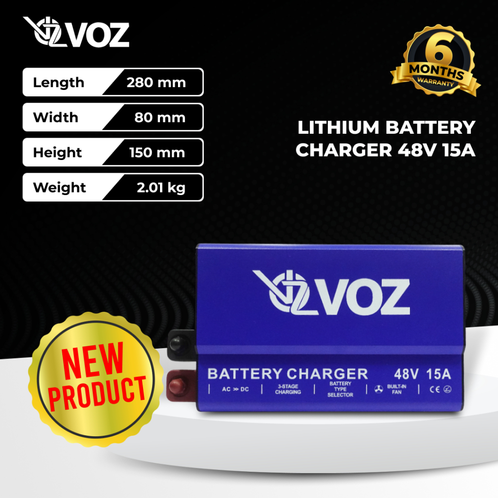 VOZ LITHIUM BATTERY CHARGER 48V 15A | VOZ LITHIUM CHARGER 48V 15A | SMART CHARGER