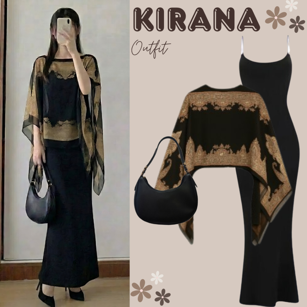 ONESET 3in1 Wanita Outfit Kondangan Simple Elegan | Tas + Syal + Inner Dress | Outfit Pantai Kekinia