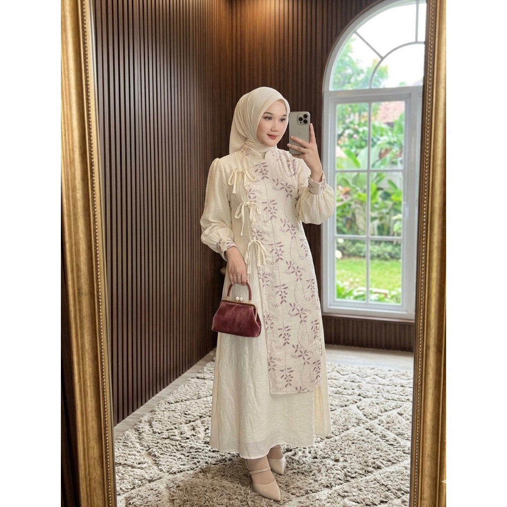 [ORI] Salina Dress Ld 110 Panjang 140 cm/Dress Muslimah Maxy Korean Style Aesthetic Elegan
