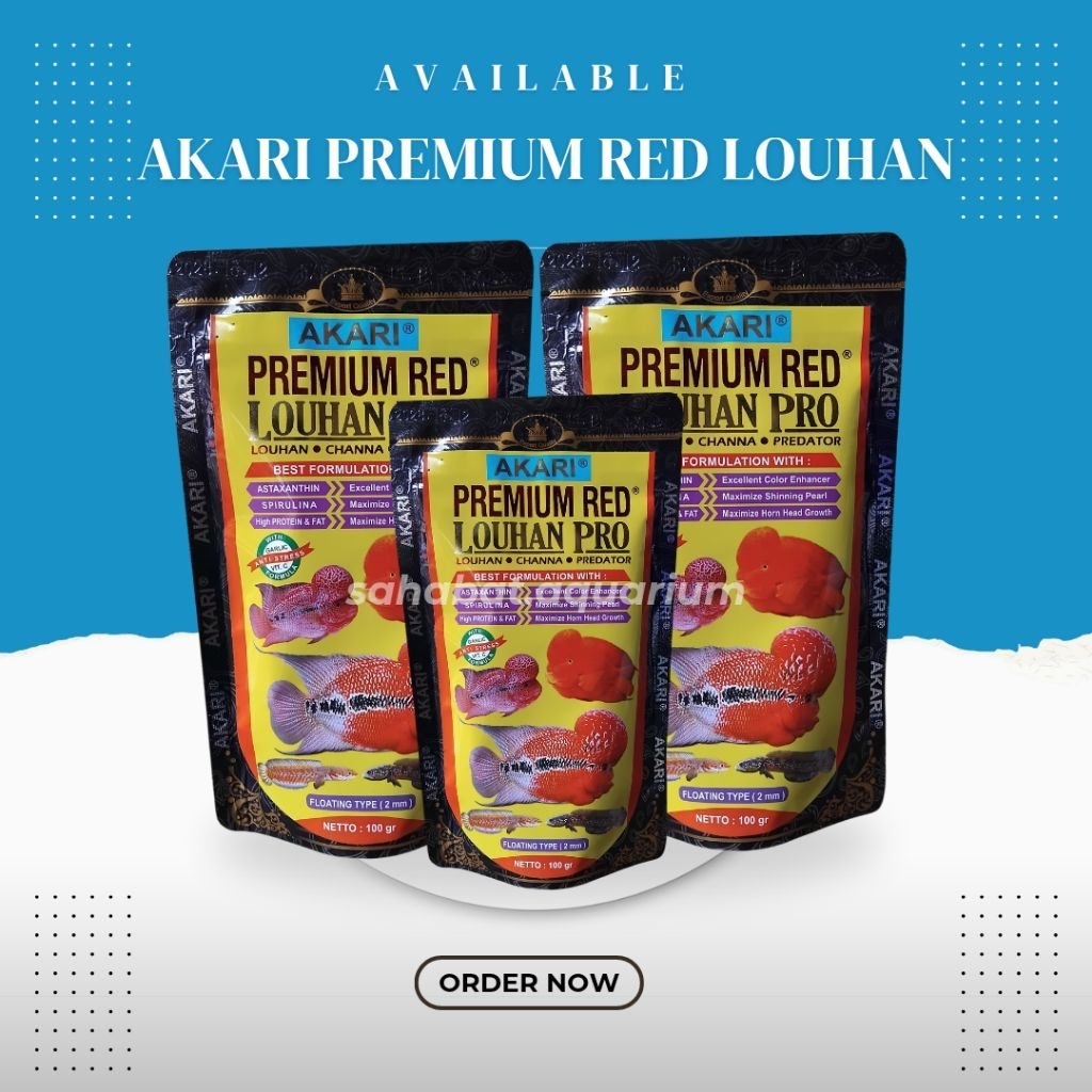 Pelet Ikan Louhan Akari Premium Red Louhan - 100gr dengan Astaxanthin & Vitamin