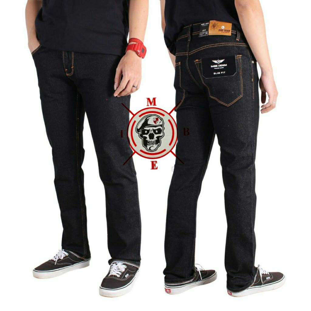 Celana Jeans Panjang Pria Hitam Garment Slimfit Stretch