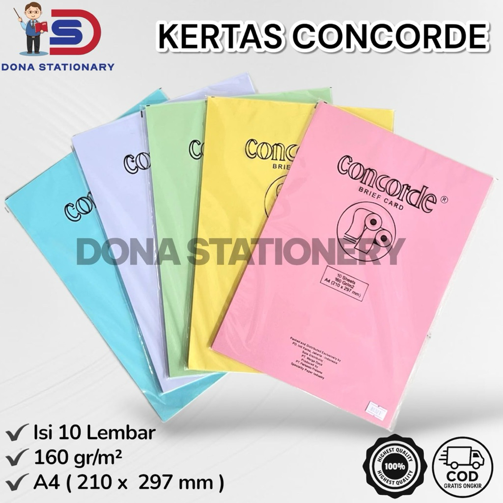 KERTAS CONCORDE A4 WARNA-WARNI / KERTAS CONCORDE A4 / KERTAS CONCORDE MURAH