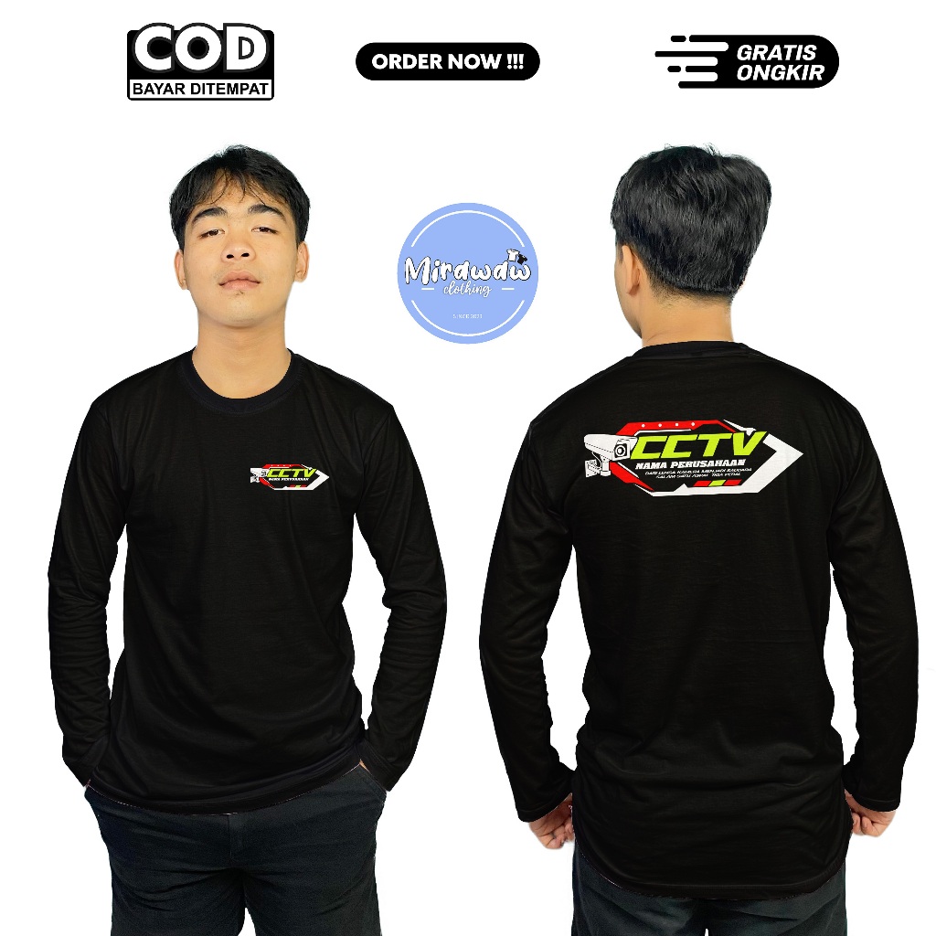 Kaos CCTV Mobil Truk dan lainnya Gratis Nama Perusahaan Lengan Panjang Baju Distro