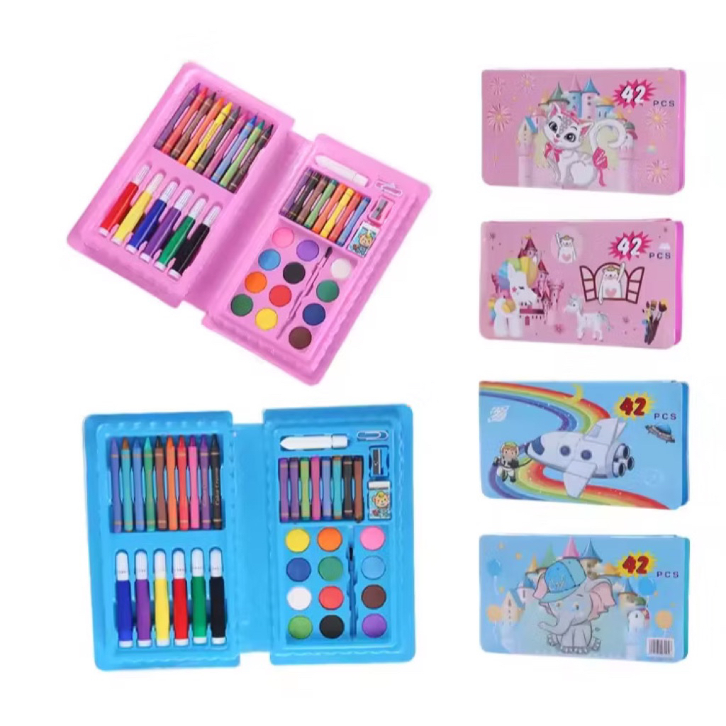 SET CRAYON 42 PCS KOPER LENGKAP KARAKTER | CRAYON SPIDOL CAT AIR | BERKUALITAS